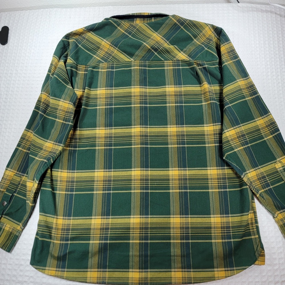 Legendary Outdoors Mens XL Green Yellow Plaid Snap Front Flannel Shirt POLW-1617 - Picture 6 of 8